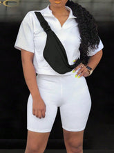 Zipper Half Collar Short Sleeve T-Shirt And Shorts Set